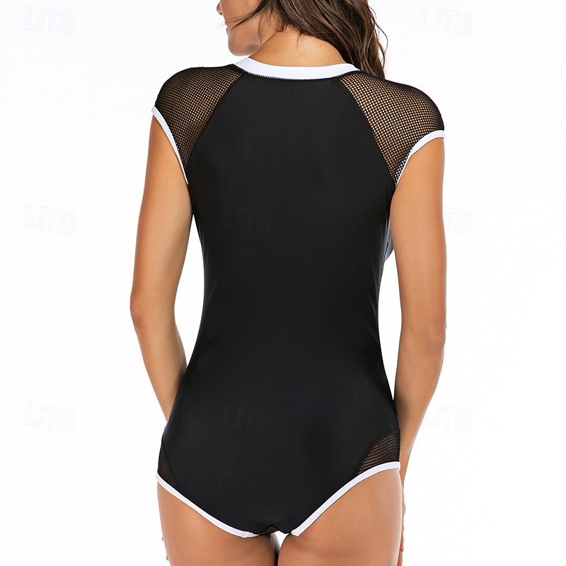 Femmes Maillot Anti UV Maillot de bain 1 pièce Protection Solaire UV UPF50+ Sans manches Maillot de Bain maillot de bain ​fermeture éclair sur le devant Natation Surf Plage Sports Nautiques Patchwork de 2025 ? $27.99 –P7