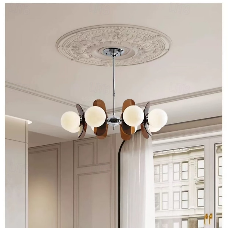 Luminária pendente LED 3/6/8 luzes, estilo moderno de meados do século, E14, lustre grande, globo branco, luminária de teto embutida em latão vintage Sputnik, luminária pendente de ilha de cozinha, de 2025 por $229.99 –P1