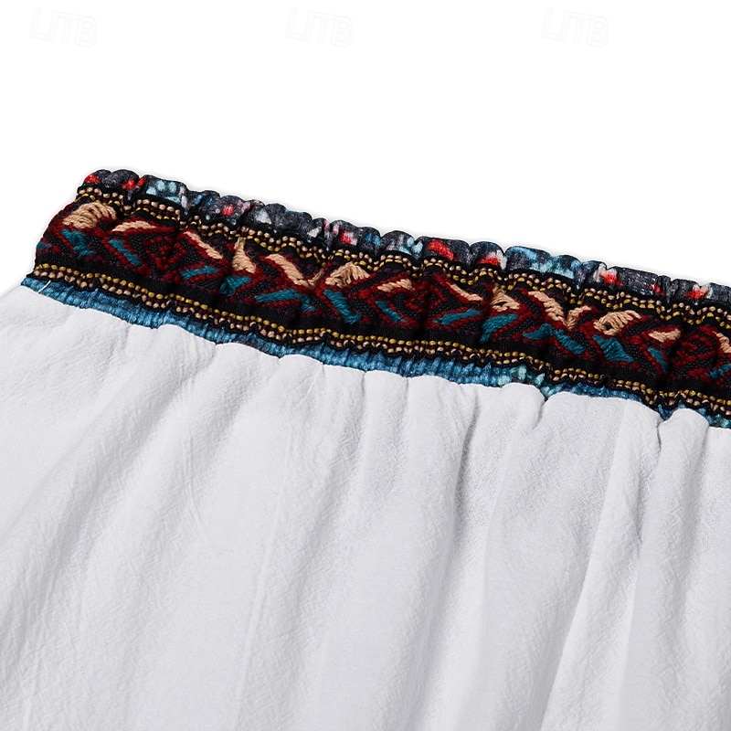 Homens Calças de linho Calças Calça verão Calças de praia Patchwork Cintura elástica Perna reta Geométrica Conforto Respirável Comprimento total Casual Diário Feriado Férias Moda Branco de 2025 por $29.99 –P9