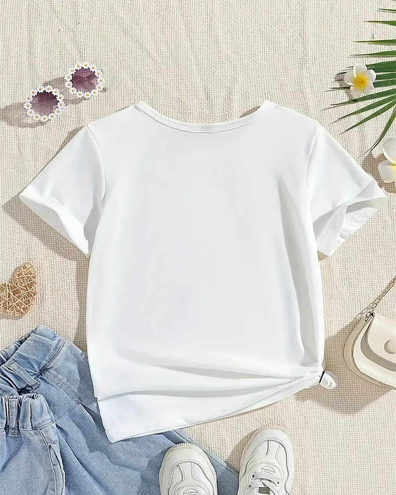 Girls' 3D Butterfly T shirt Tee Short Sleeve Summer Spring Fashion Basic Kids 4-12 Years Crew Neck Outdoor Casual Daily Regular Fit 2025 - $11.99 –P2
