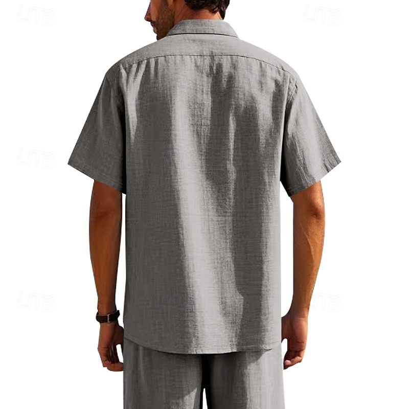 Per uomo Camicia Camicia di lino Camicia casual Camicia con Bottoni Camicia di cotone Semplice Vacanza Streetwear Giallo scuro Nero Bianco Blu marino Manica Corta Collo ripiegato Estate Abbigliamento del 2025 a $18.99 –P20