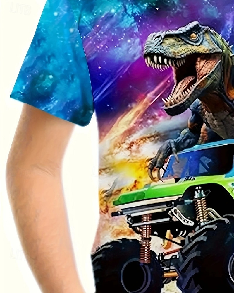 Chlapecké 3D Dinosaurus Tričko Košilky Krátký rukáv Léto Jaro Módní Základní Děti 4-12 let Tričkový Venkovní Ležérní Denní Běžný 2025 - $11.99 –P4