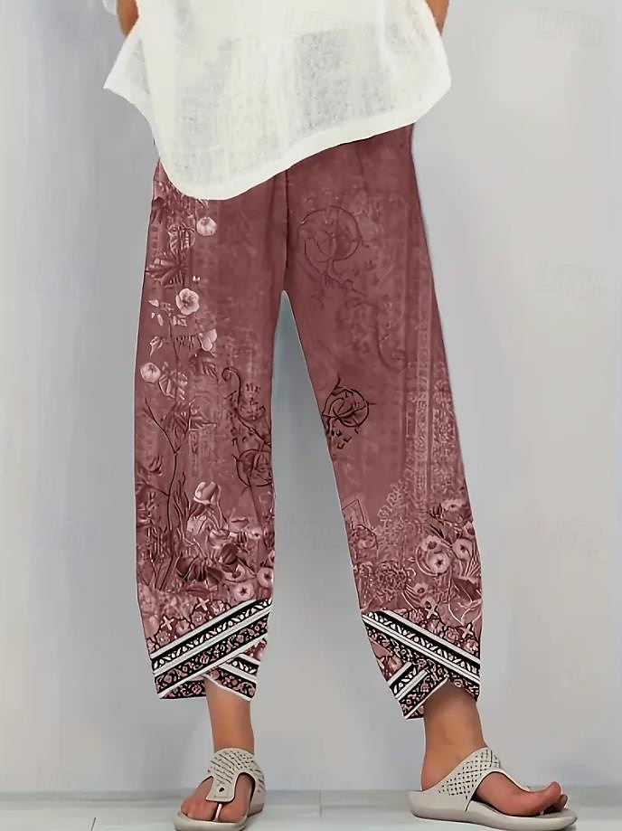 Pentru femei Picior Larg chinez Pantaloni largi Vacanță Epocă Stilul etnic Lungime până la glezne Talie Înaltă Floral Grafic Imprimare Termic cald Respirabil Απαλό Micro-elastic Vacanță Stradă Casual 2025 - $9.99 –P4