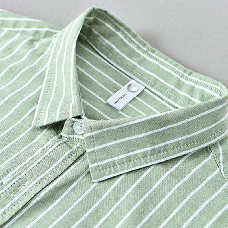 Voor heren Overhemd Zomer overhemd Normaal shirt Strand hemd Overhemd met knopen Wit blauw Groen Grijs Korte mouw Gestreept Revers Vakantie Hawaii Zak Kleding 100% katoen Modieus Casual Comfortabel 2025 - $33.99 –P6