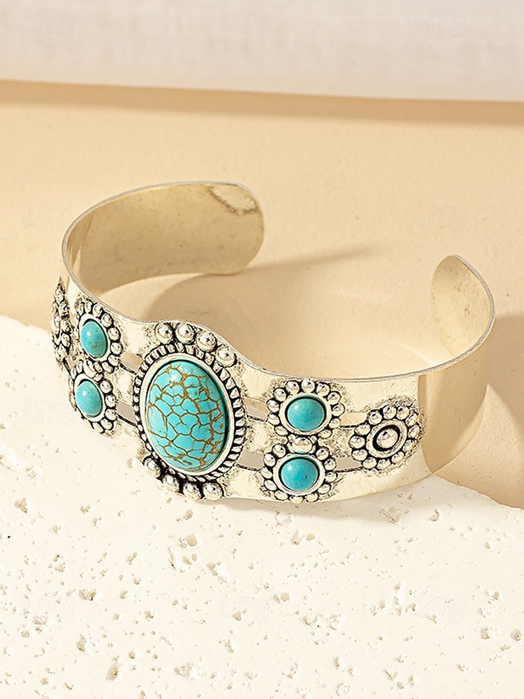 Bracelet manchette vintage en or pour femme avec pierres turquoises – Bracelet réglable de style bohème pour dames, idéal pour les tenues décontractées, les fêtes et les festivals d'été de 2025 ? AU $14.99 –P3