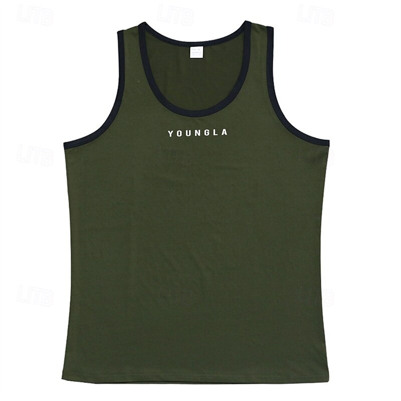 Herr Linne Undertröjor Ärmlös tröja Ärmlös Rund hals Sommar Bokstav Mode Designer Grundläggande Lappverk Semester Gata Utekväll Svart Vit Rubinrött Topp t-shirt för män 2025 - $16.99 –P6