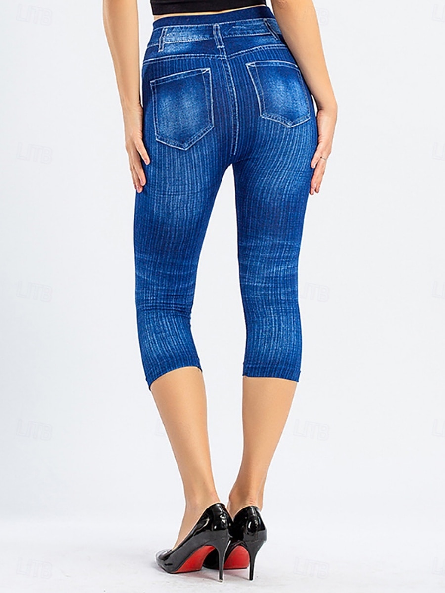 Women's Leggings Capri Pants 3D Print Chinos Vintage Streetwear Casual Calf-Length High Waist Plain Printing Comfy Soft Comfortable Stretchy Outdoor Street Black Red Blue Gray Summer Slim Fit 2025 - $3.99 –P19