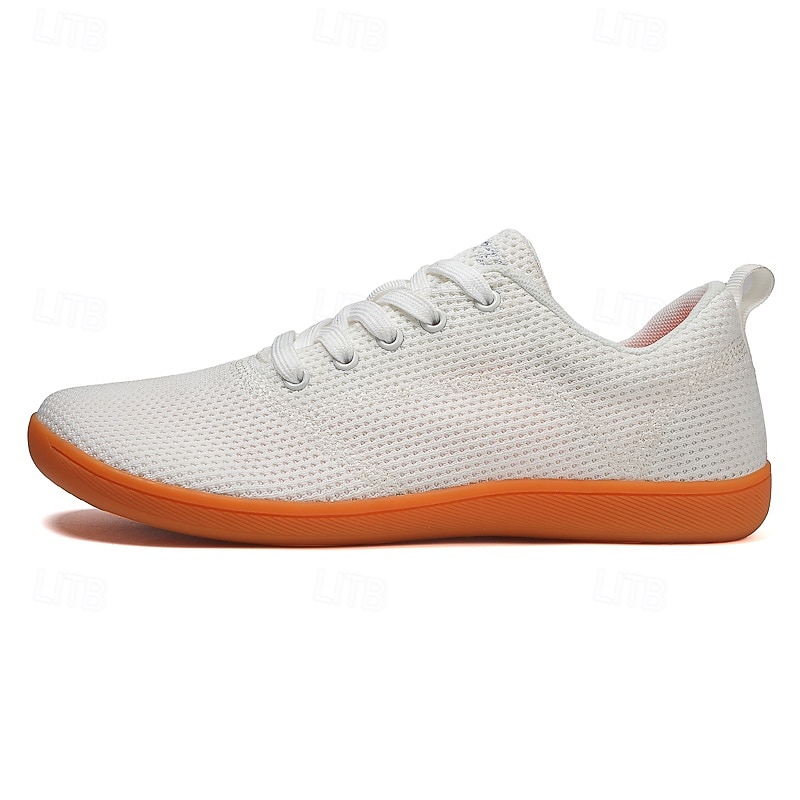 Men's White Knit Sneakers with Bright Orange Sole – Breathable Casual Shoes for Running, Outdoor Activities and Urban Style 2025 - $34.99 –P1