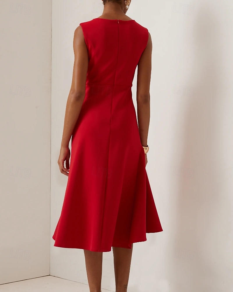 Femmes Robe Midi Robe de Bal Robe de Soirée Mode Soirée Date Coupe régulière Uni Sans manches Col ras du cou Rouge Violet Bleu clair Été de 2025 ? $24.99 –P4