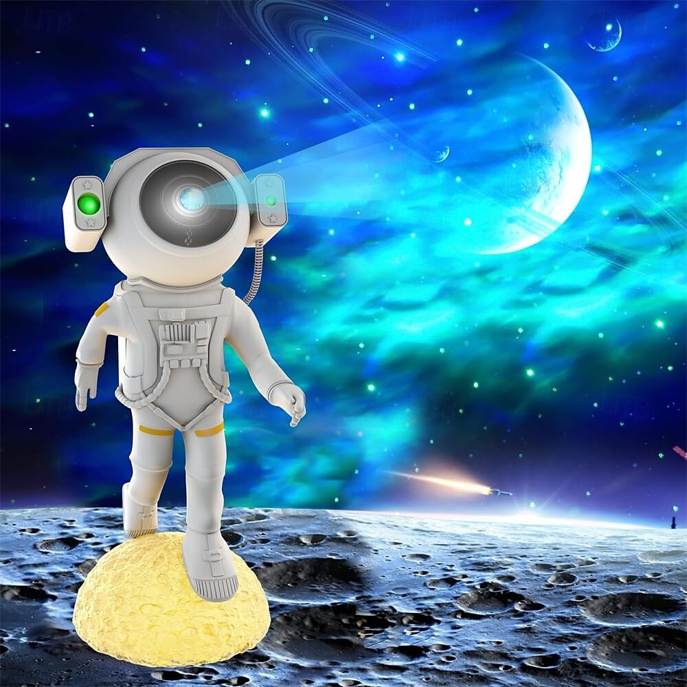 1 Pc Galaxy Projector Lamp Standing Astronaut Shaped Starry Sky Projection Light Astronaut Starry Sky Atmosphere Light Party Dinner Bedroom Restaurant Atmosphere Light Type-C Plug in 2025 - $32.99 –P1