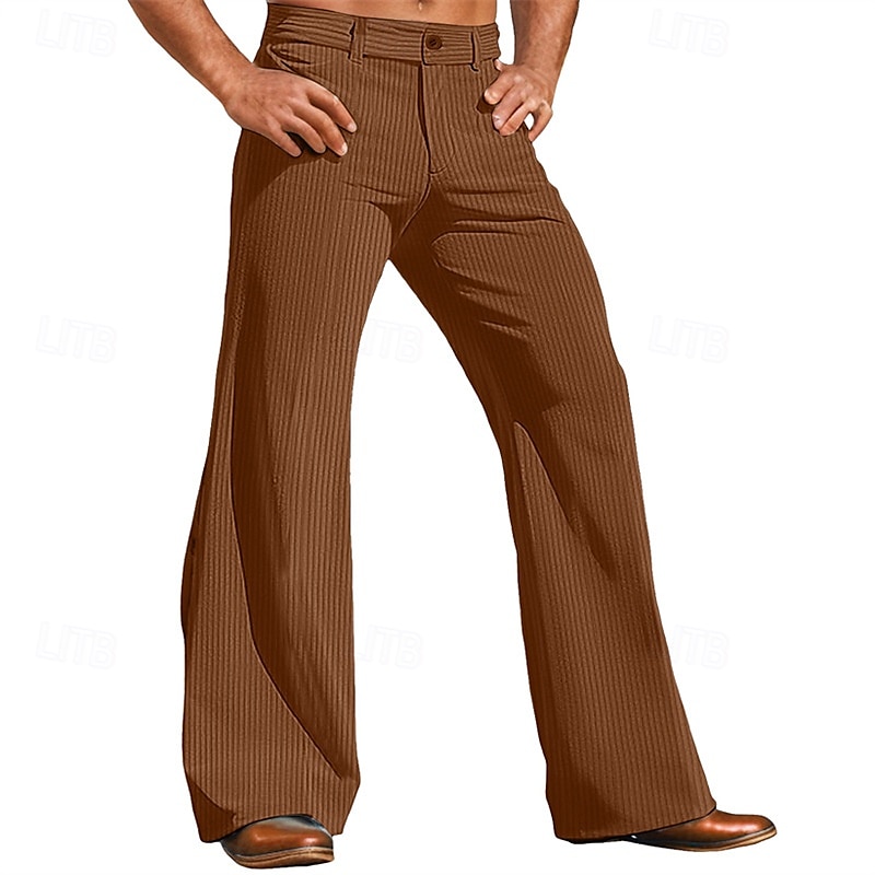 Rétro Vintage Années 1970 Groovy Pantalons à pattes d'éléphant Pantalon évasé Hippie Disco Taille Normale Velours Côtelé Déguisement Homme Halloween Carnaval Festival de Musique Décontracté Quotidien de 2026 ? $37.99 –P5