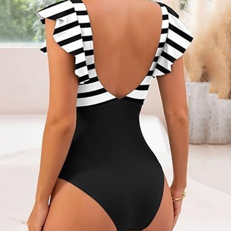 Femmes Maillot de bain 1 pièce Dos Nu Découpé Maillot de Bain Fleuri Maillots de Bain Noir Rouge Respirant Séchage Rapide Sans manches - Natation Surf Plongée en apnée Été de 2025 ? $21.99 –P11