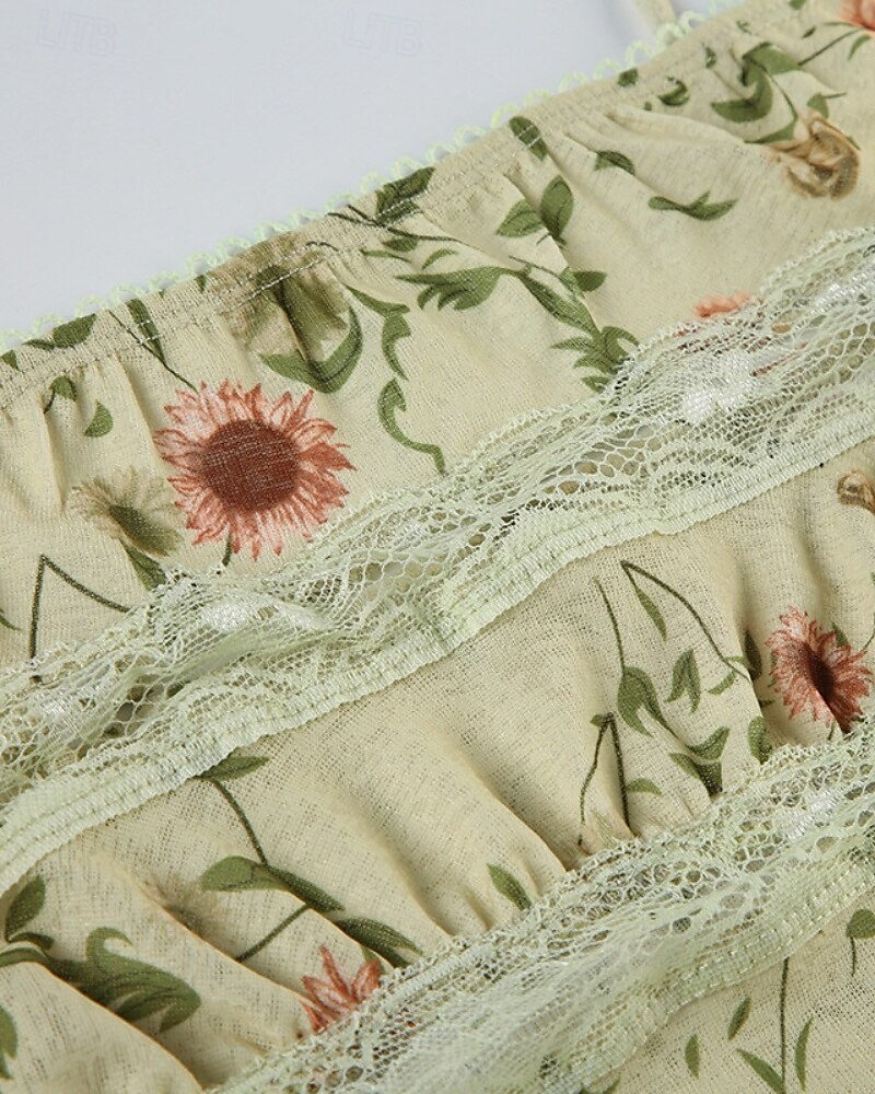 Dame Boho skjorte Bluse Blomsternål i krystall Moderne Bohem Ermeløs Med stropper Vanlige topper Daglig Ferie Trykt mønster Aprikos Sommer 2025 - $18.49 –P5