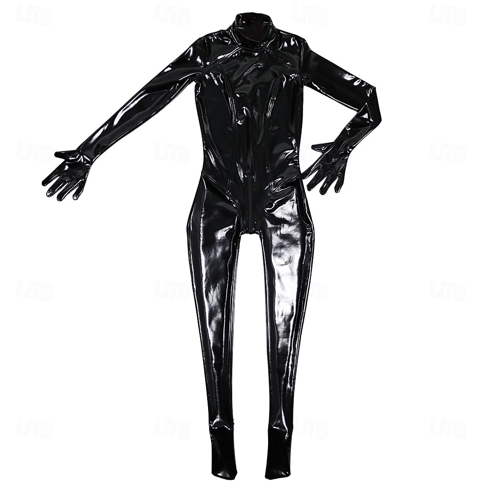 Traje de gato de látex negro para mujer: mono zentai brillante con confección 3D, ajuste ceñido y cremallera en la entrepierna, perfecto para discotecas, desfiles del orgullo y Halloween. &fetiche del 2025 - $82.99 –P1