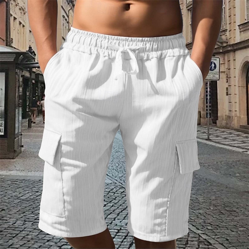 Per uomo Pantaloncini cargo Shorts Pantaloncini Estivi Coulisse Elastico in vita Multi-tasche Semplice Comodità Indossabile Lunghezza al ginocchio All'aperto Sport Quotidiano Moda Casual Nero Bianco del 2025 a $16.49 –P1