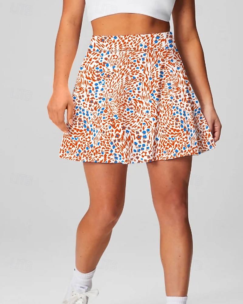 Damen Blumenmuster Lässiger Rock Tennisröcke mit Shorts Über dem Knöchel Feuchtigkeitsableitend Atmungsaktiv Tennis Golfspiel Pickleball Blau Orange Grün Tennisbekleidung 2026 - $22.99 –P11