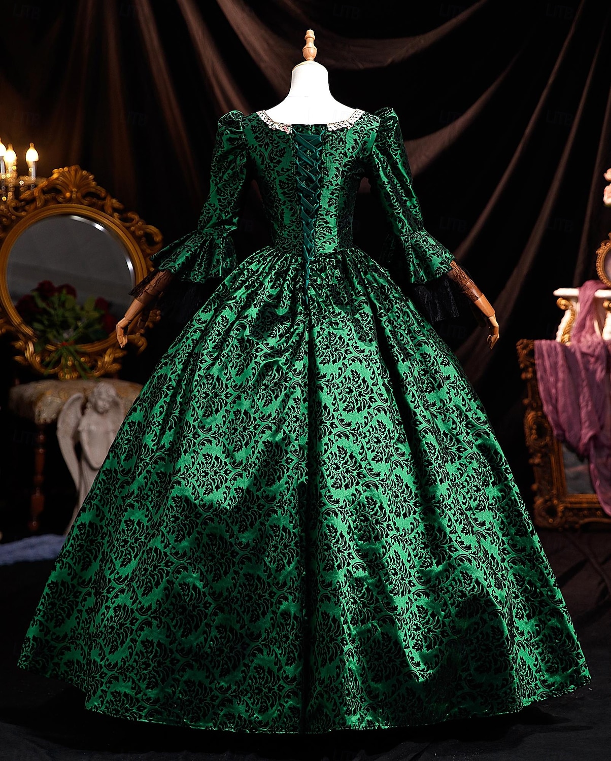 ancien Rococo Renaissance Maxi Robe Normal Juliette Princesse Mariée Plissé Volanté Princesse Col rond Déguisement Femmes Halloween Carnaval Mascarade Soirée Halloween Performance Adultes de 2026 ? $204.69 –P4
