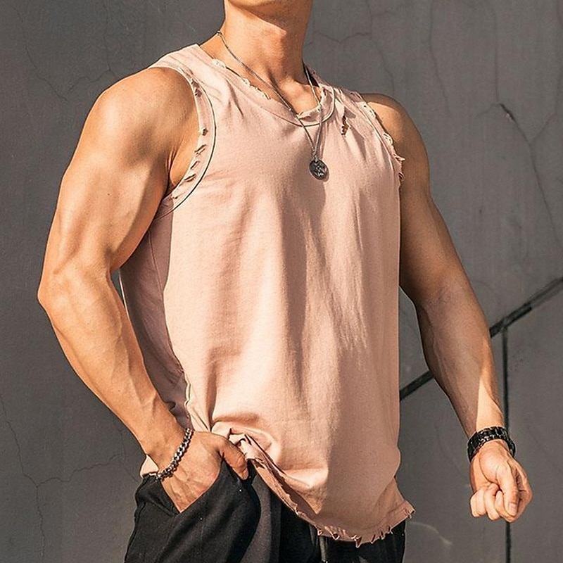 Men's Tank Top Vest Top Undershirt Sleeveless Shirt Sleeveless Crew Neck Summer Plain Fashion Designer Basic Classic Vacation Street Going out Black Pink Gray Top Tee for Men 2025 - $23.99 –P6