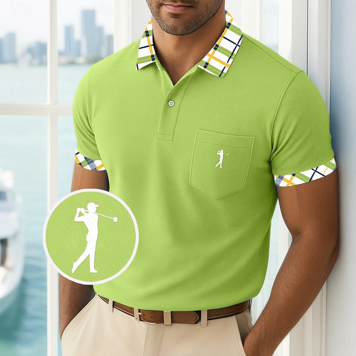 Per uomo Maglia da golf Polo Piqué Affari Casuale Colletto Polo a Coste Manica Corta Moda Essenziale Tinta unica Plaid Bottoni Logo Estate Primavera Primavera & Autunno Vestibilità regolare Giallo del 2025 a $18.99 –P4