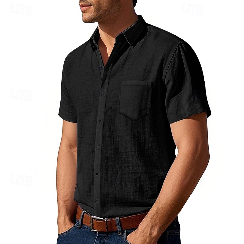 Per uomo Camicia Camicia di lino Camicia casual Camicia con Bottoni Camicia di cotone Semplice Vacanza Streetwear Giallo scuro Nero Bianco Blu marino Manica Corta Collo ripiegato Estate Abbigliamento del 2025 a $18.99 –P13
