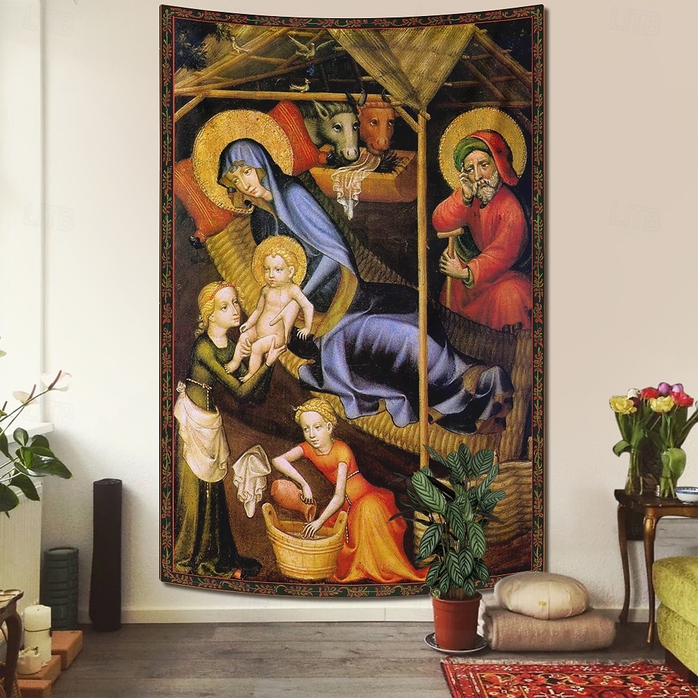 średniowieczny gobelin gobelin średniowiecza sztuka religijna duży mural dekoracja tło do fotografii dom sypialnia salon dekoracja 2025 - $15.99 –P2