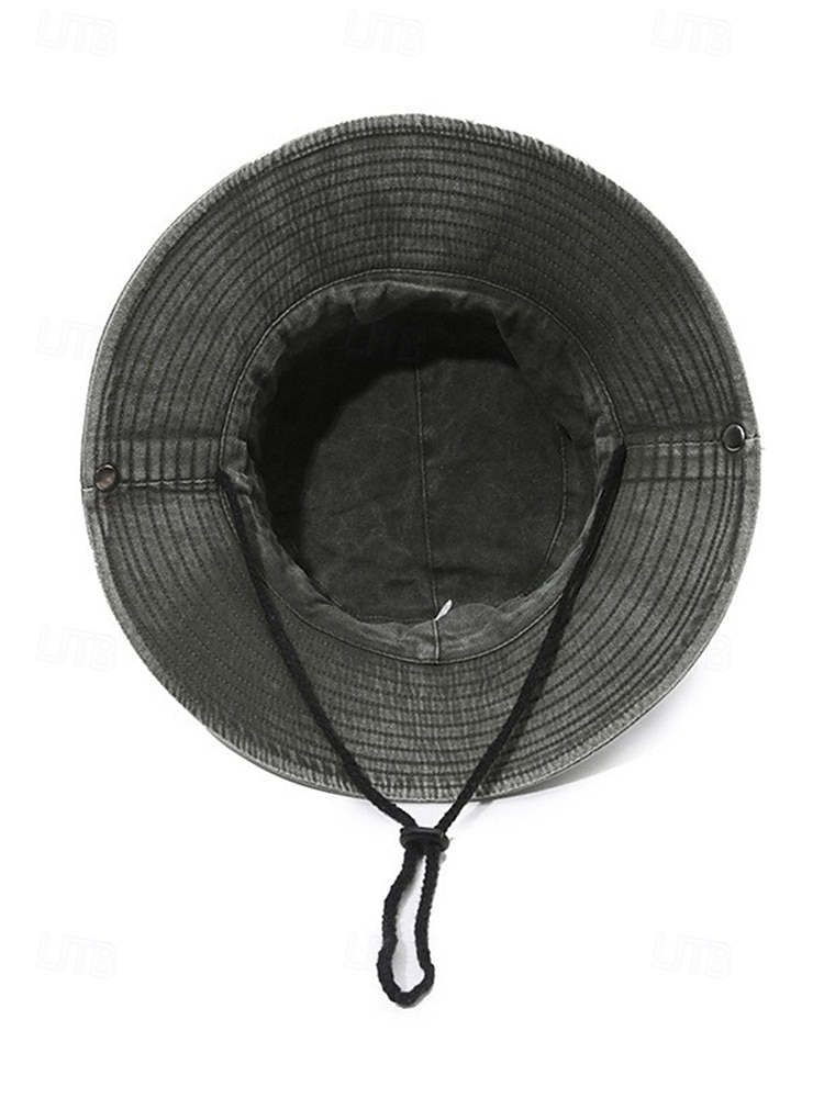 Chapeau de pêche d'extérieur pour homme avec mentonnière réglable, tissu en toile de coton, bord large enroulable classique, adapté aux activités estivales, à la randonnée et aux voyages de 2025 ? $14.99 –P8