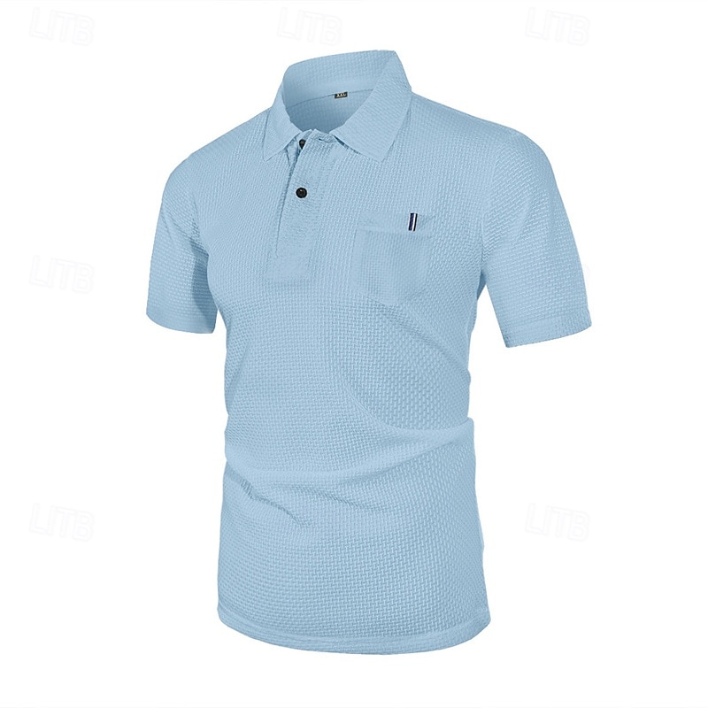 Herren Golfshirt Golf Poloshirts Arbeit Lässig Revers Kurzarm Basic Modern Einfach Knöpfe Jacquard Sommer Normale Passform Schwarz Weiß Marineblau Blau Meerblau Dunkelgray Golfshirt 2025 - $18.99 –P3
