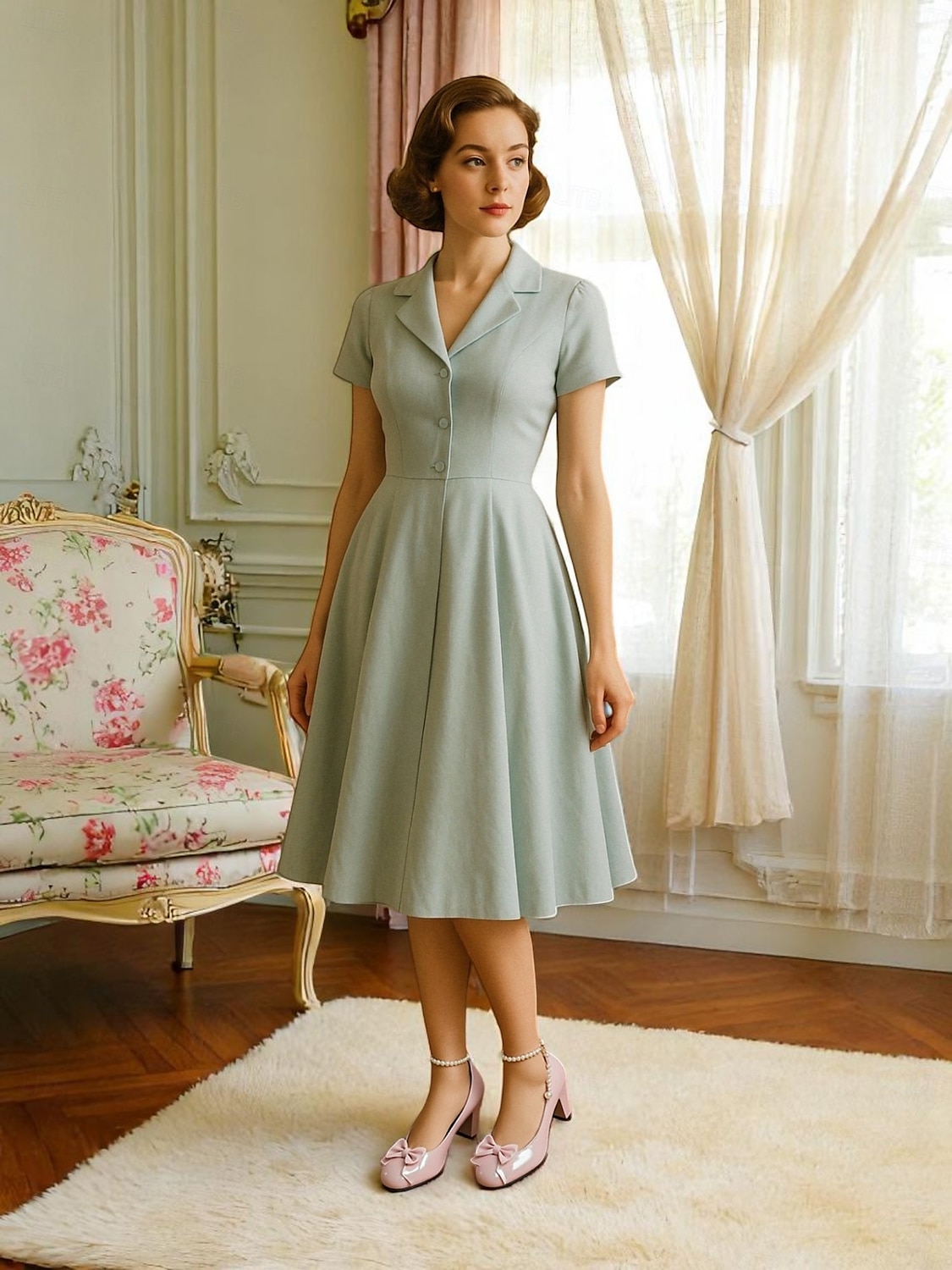Rosa pumps med høy hæl i kunstskinn til dame – sløyfedetaljer med perle-ankelkjede, elegant stil for bryllup, fester og spesielle anledninger 2025 - $46.99 –P1