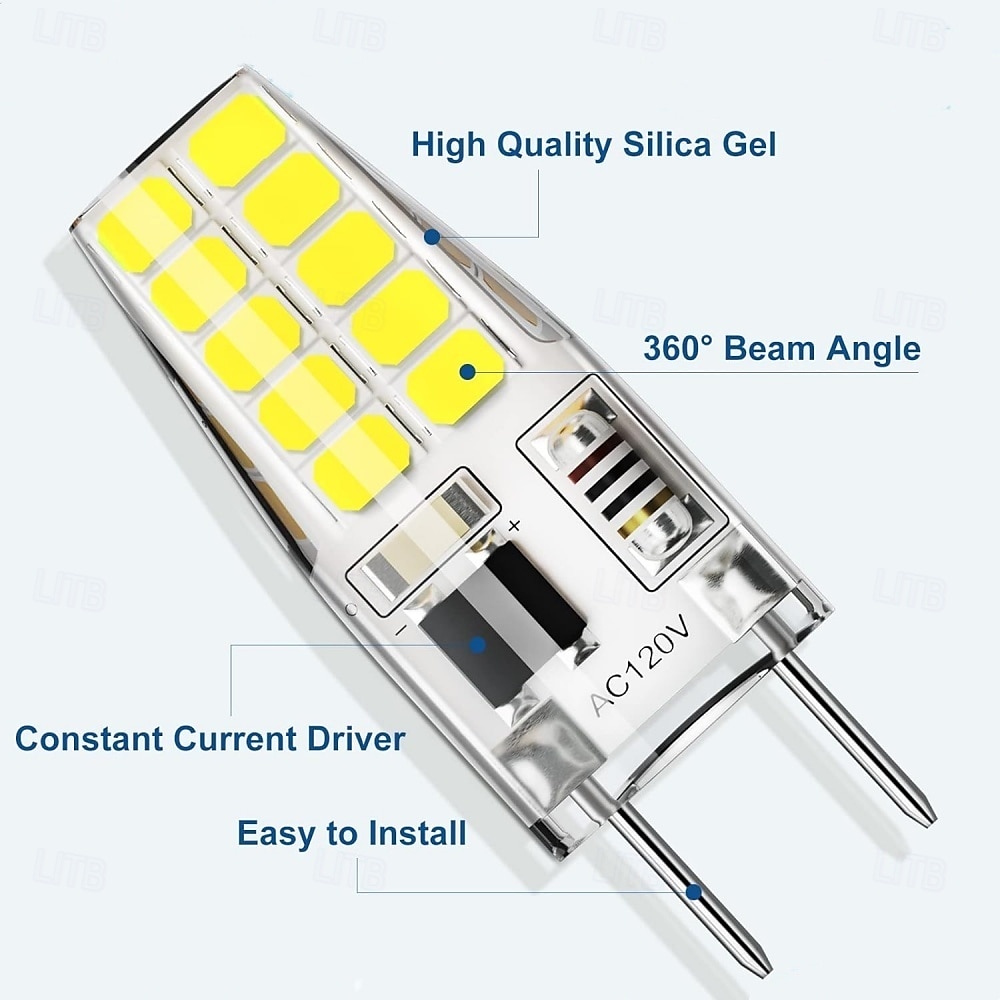 G8 LED Light Bulbs Dimmable 120V T4 JCD Type Bi-Pin G8 Base Bulb 3W Equivalent to 20W-25W Halogen Bulb White Warm White for Puck Light Under Cabinet Light Under Counter Light 5pcs 2025 - $19.99 –P4