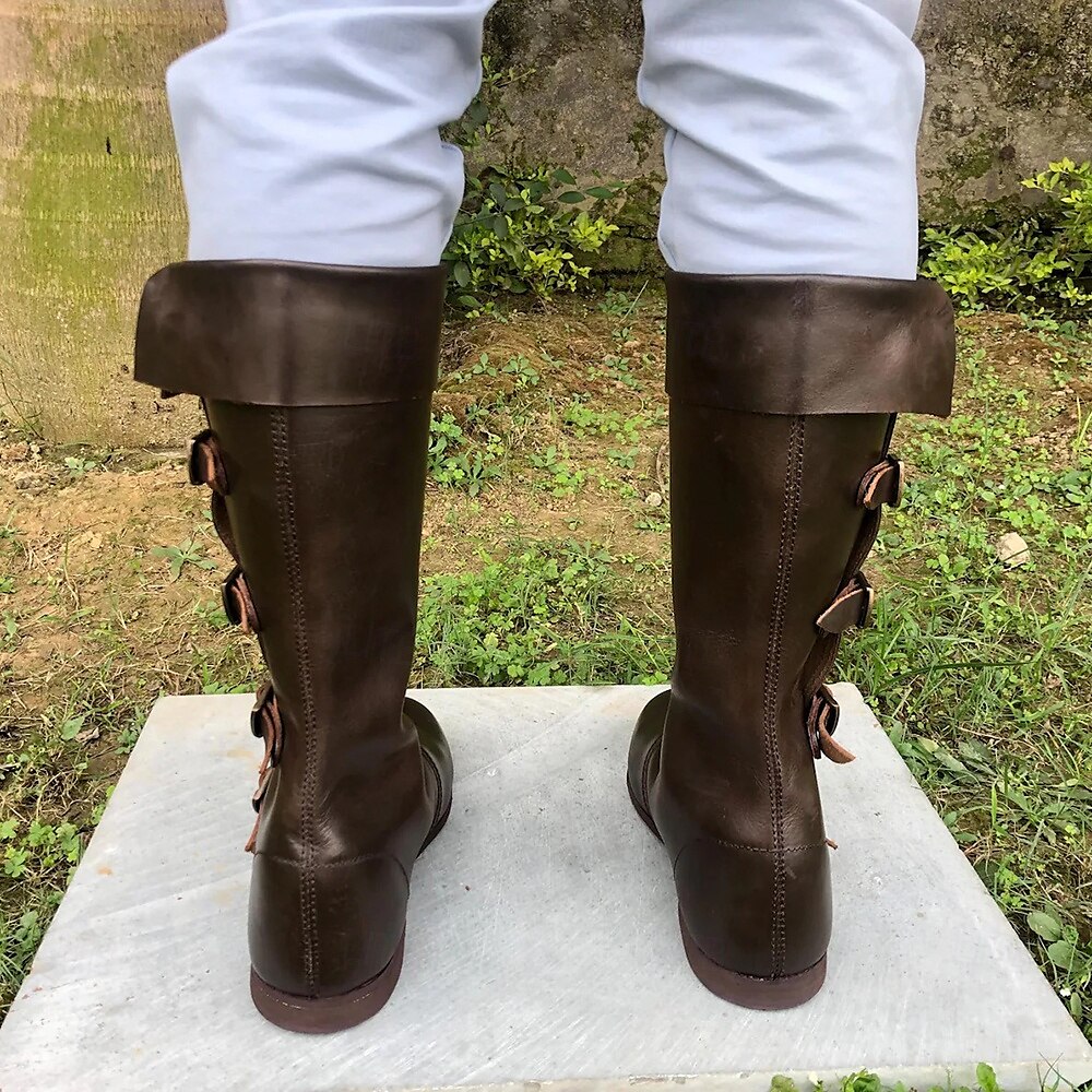 Medieval Renaissance Shoes Knee High Boots Flat Jazz Boots Pirate Viking Crusader Men's Celtic Pirate Halloween Masquerade Performance Party & Evening LARP Adults' Shoes 2025 - $58.99 –P5