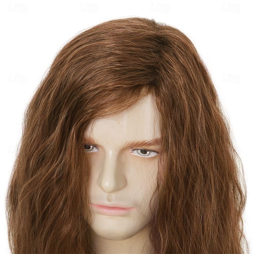 Parrucca Lunga Riccia Marrone da Uomo Anni '70 '80 Parrucca Sintetica con Divisione Fluffy per Uso Quotidiano Costume di Cosplay Parrucche di Halloween del 2025 a $27.99 –P4