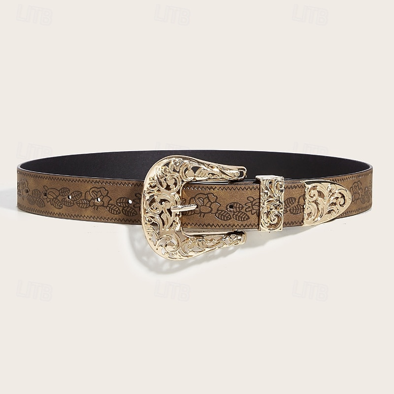 Ceinture Femmes PU Brun Kaki Ceinture Taille Quotidien Week-end Fleuri de 2025 ? $17.49 –P6
