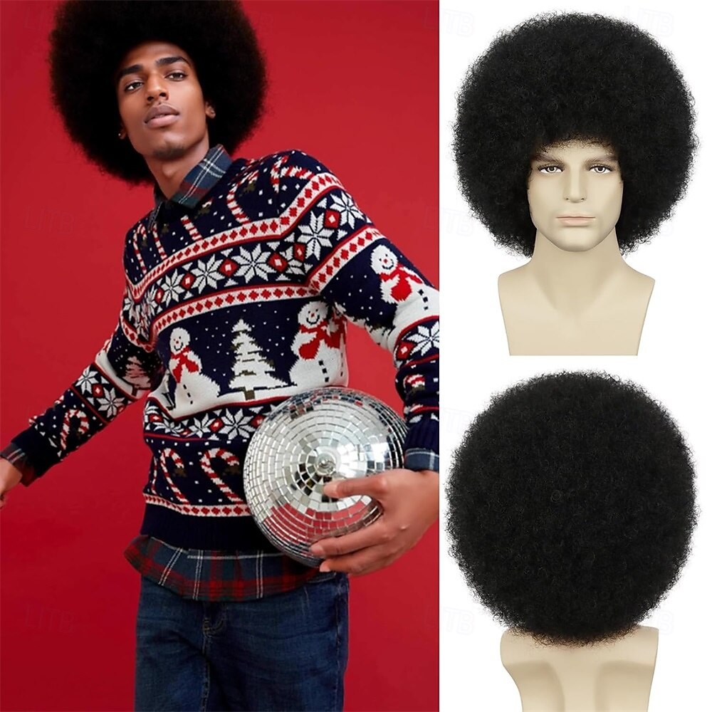 Parrucca afro da uomo per feste rocker disco anni '70, parrucca afro nera per uomini e donne, parrucche afro unisex per adulti, per uso quotidiano e per feste. del 2025 a $25.99 –P1