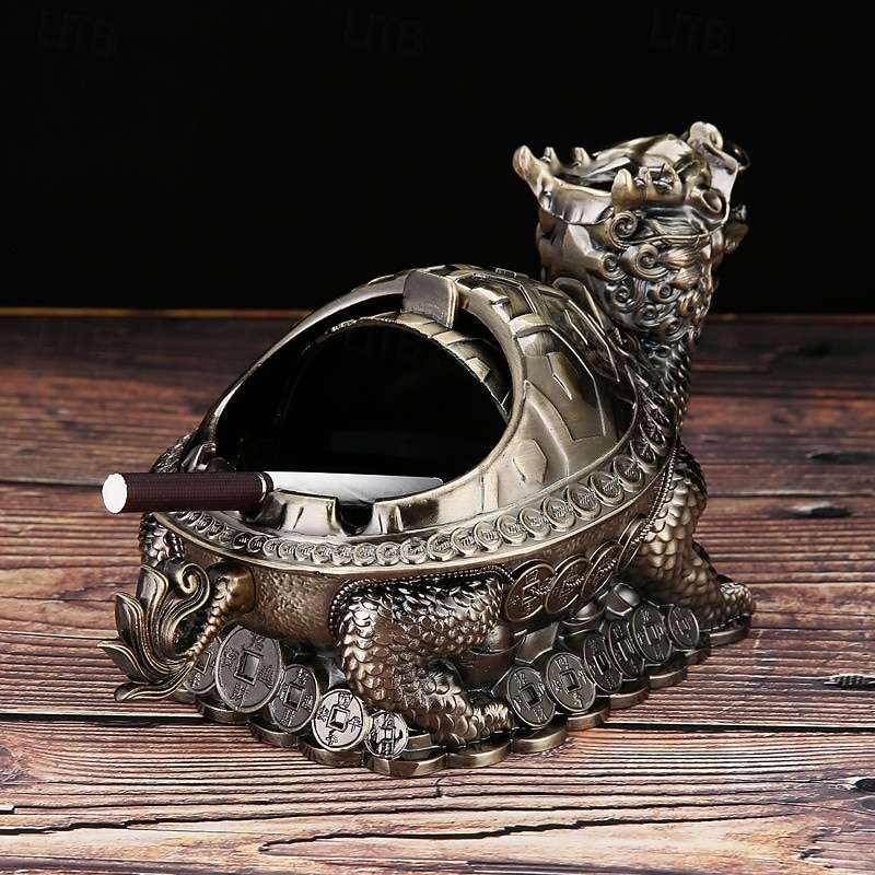 Vintage Ashtray with Lid, Dragon Turtle Windproof Ashtray for Home Living Room, Anti-Smoke Decorative Covered Ashtray Ornament 2026 - $27.99 –P2