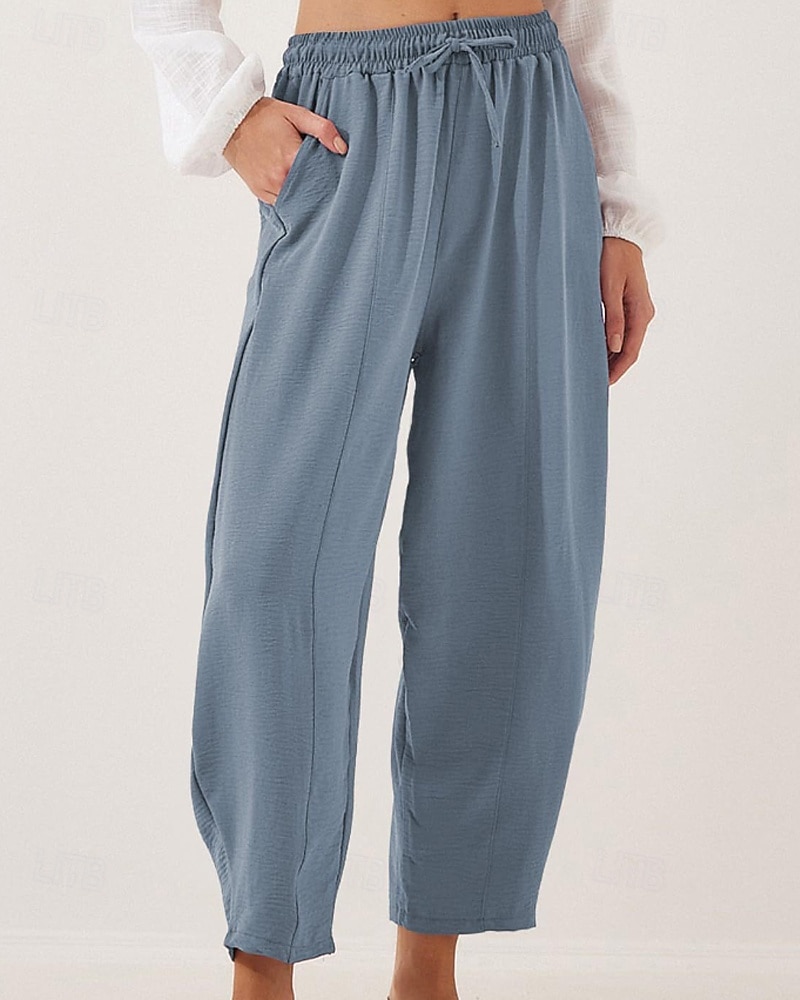 Жен. Брюки Мода Уличный стиль Полная длина Средняя талия Полотняное плетение Карман Эластичный шнурок На открытом воздухе Удобный на открытом воздухе Отпуск 2026 - $22.99 –P15