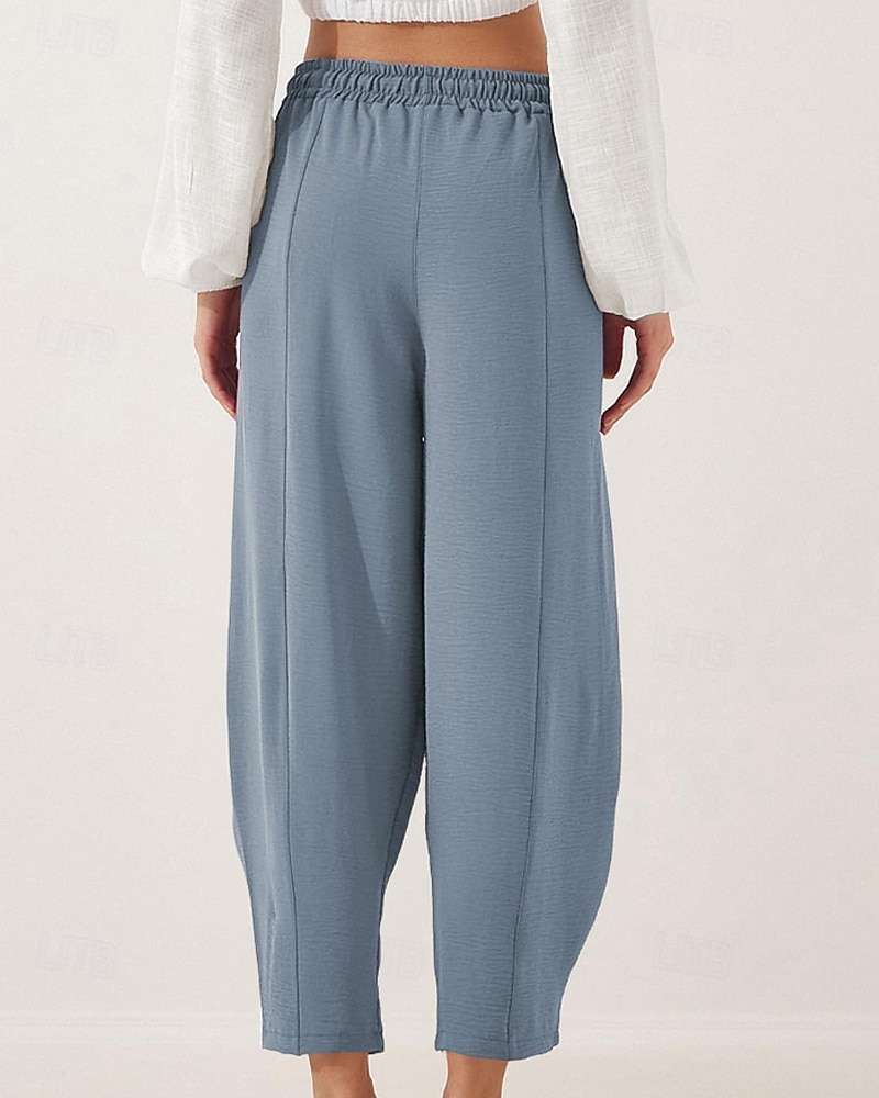 Жен. Брюки Мода Уличный стиль Полная длина Средняя талия Полотняное плетение Карман Эластичный шнурок На открытом воздухе Удобный на открытом воздухе Отпуск 2026 - $22.99 –P16