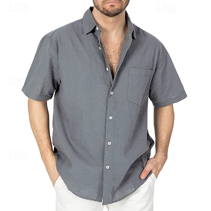 Voor heren Overhemd Linnen overhemd Zomer overhemd Strand Kleding Overhemd met knopen Overhemden zonder broek Vakantie Casual Zwart Wit Marineblauw Hemelsblauw Korte Mouw Strijkijzer Zomer Lente zomer 2025 - $21.99 –P1
