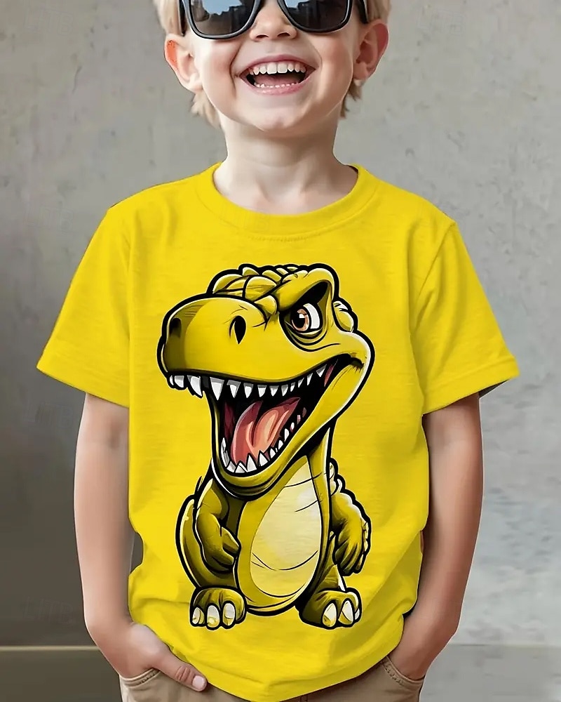 Garçons 3D Dinosaure T-shirt Manche Courte Été Printemps Mode Basique Enfants 4-12 ans Col Rond Extérieur Occasionnel Quotidien Coupe régulière de 2025 ? $11.99 –P1