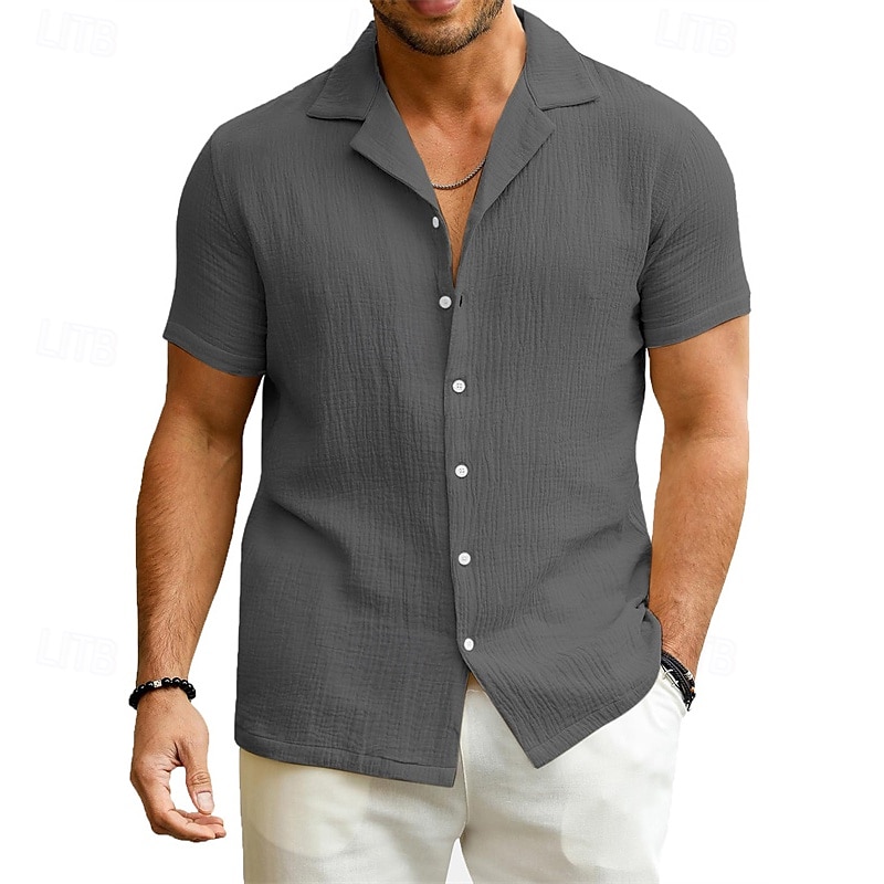 Per uomo Camicia Camicia Estiva Camicia casual Camicia da Spiaggia Camicia con Bottoni Nero Bianco Blu Grigio scuro Manica Corta Semplice Collo Camp Vacanza Camicia hawaiana Abbigliamento Poliestere del 2025 a €15.84 –P3