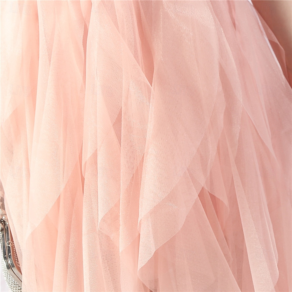 A-Line Quinceanera Dresses Elegant Dress Formal Wedding Asymmetrical Sleeveless Strapless Tulle Backless with Feather Embroidery 2025 - $84.99 –P9
