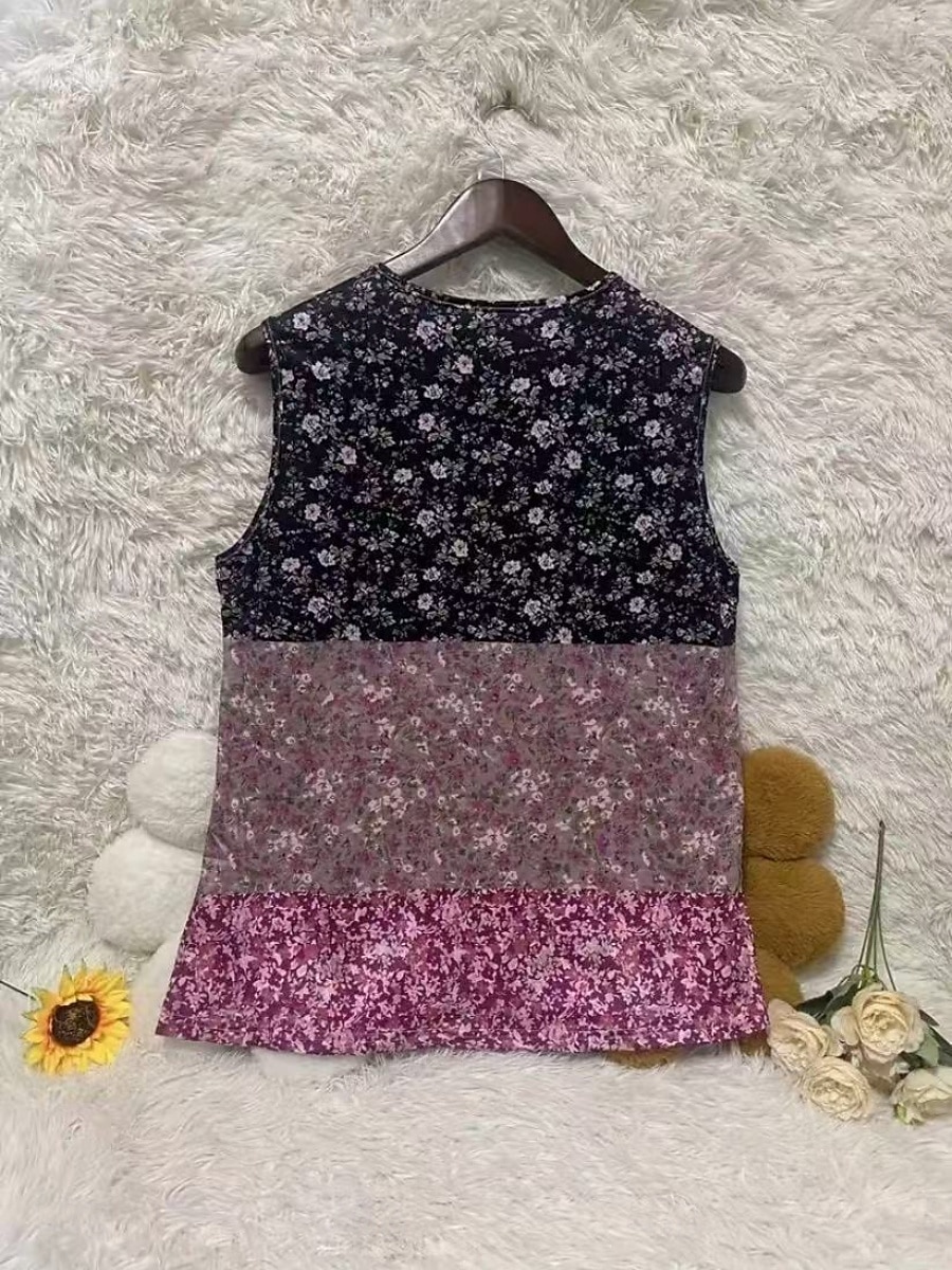 Dame Singleter Camisole Tank Top Blomstret Bohem Etnisk Ermeløs V-hals Vanlige topper Daglig Ferie Trykt mønster Marineblå Blå Kamel Fuksia Grønn Sommer 2025 - $14.99 –P8