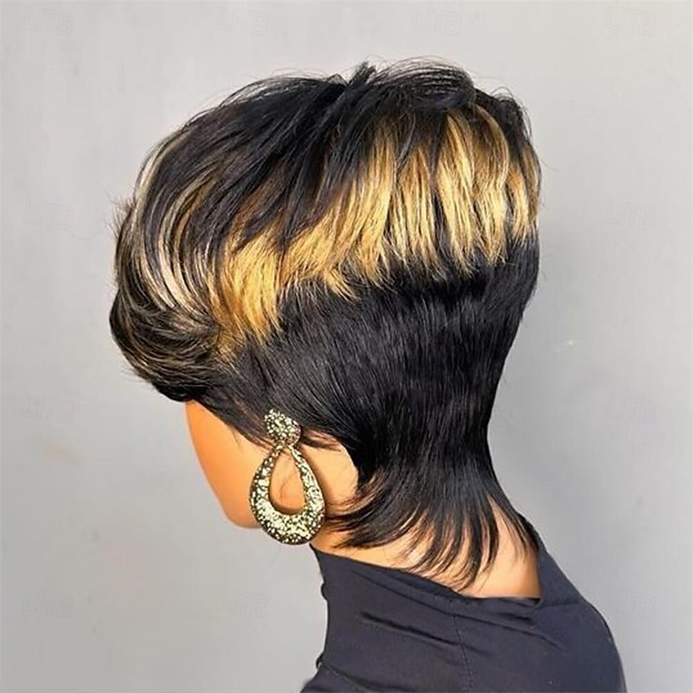 Parrucche pixie cut per donne nere, parrucche sintetiche corte a strati con frangia per uso quotidiano del 2025 a $24.99 –P4