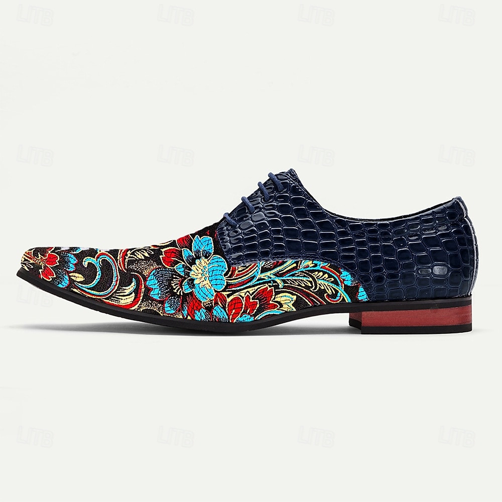Voor heren Kleed schoenen Wandelen Casual PU Leder Jacquard Stof Ademend Comfortabel Anti-slip Veters Donkerblauw Zomer Lente 2025 - $42.99 –P3