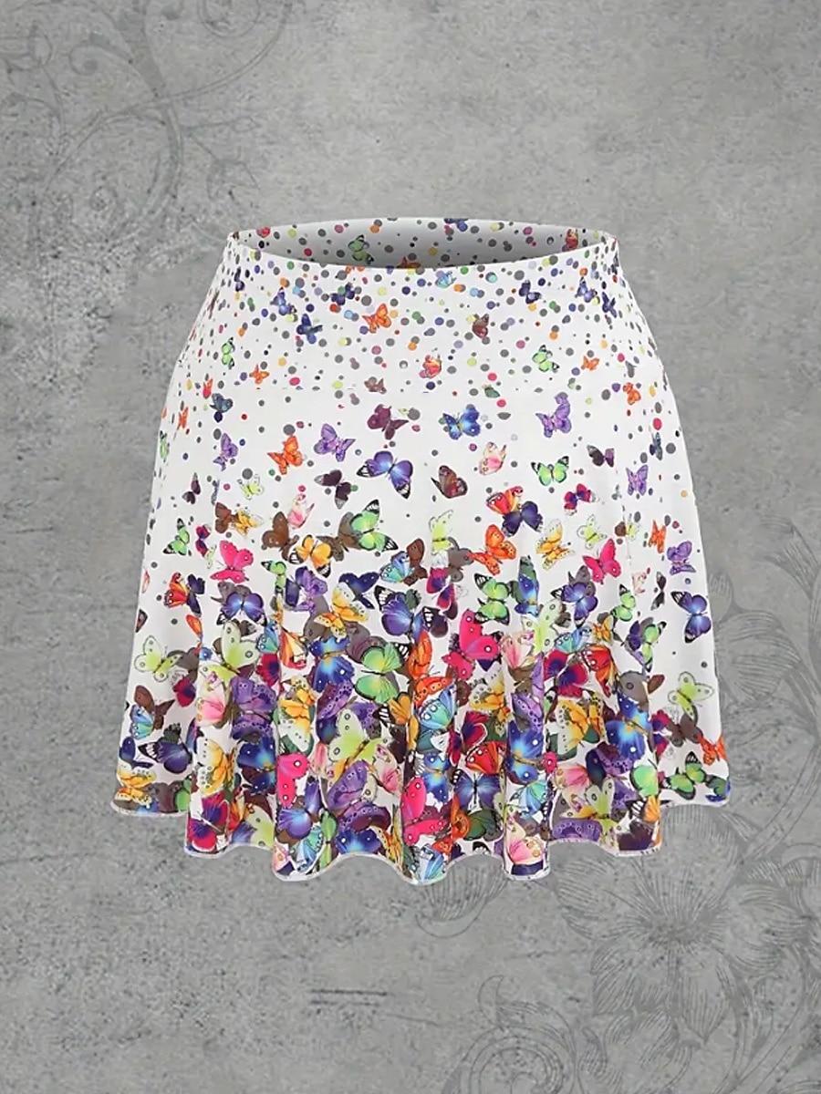 Femmes Jupe Jupe de tennis Mini jupe Occasionnel Mini Taille Moyenne Jupes Graphique Papillon Avec Poches Élastique Vacances Quotidien Noir Blanche Été Polyester de 2025 ? $19.99 –P4