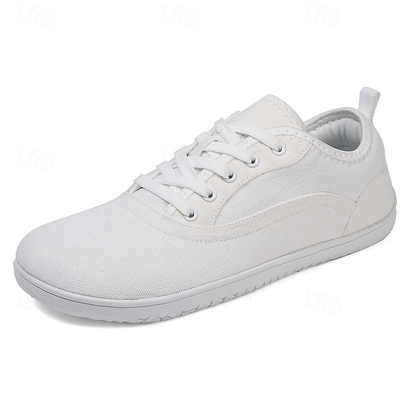 Helvita herrsneakers i canvas – minimalistiska vardagsskor för pendling, college och vardagliga fredagar 2025 - $34.99 –P4