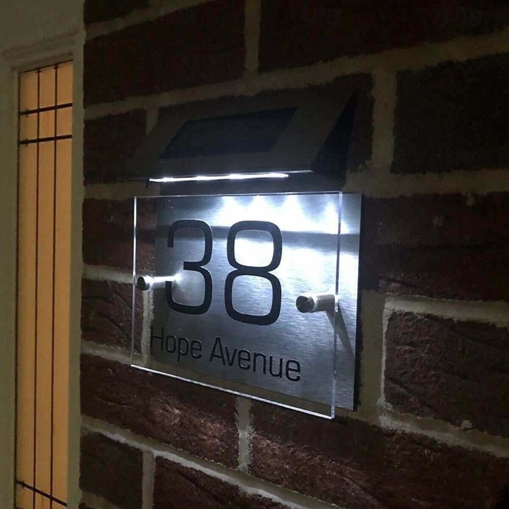 1 stück außen adresse lichter solar edelstahl wasserdichte tür anzahl licht hof garten villa straße zeichen haus anzahl lichter wand lichter 2025 - $32.99 –P4