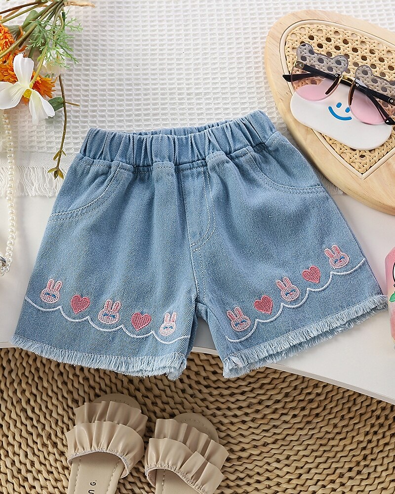 Kids Girls' Shorts Floral Streetwear Patchwork School 4-12 Years Summer Navy Blue Royal Blue Blue 2025 - $11.99 –P8