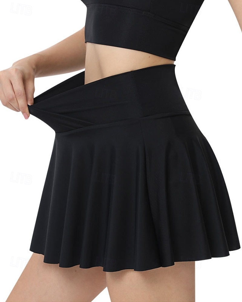 Per donna Tinta unita Gonna casual Gonne da tennis con pantaloncini Arricciato Traspirante Tennis Golf Pickleball Nero Bianco Rosa Abbigliamento da tennis del 2026 a $25.99 –P18