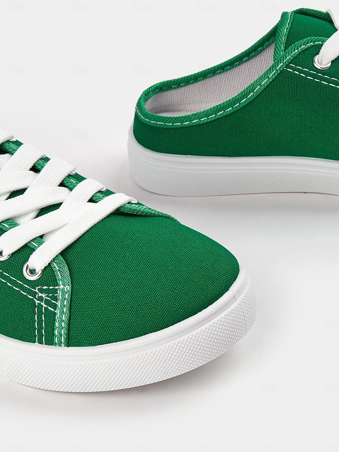 Sneakers slip-on da donna in tela verde con lacci – comode scarpe da ginnastica senza schienale, ideali per passeggiate, shopping, corse a scuola e giornate estive informali del 2026 a $24.99 –P5