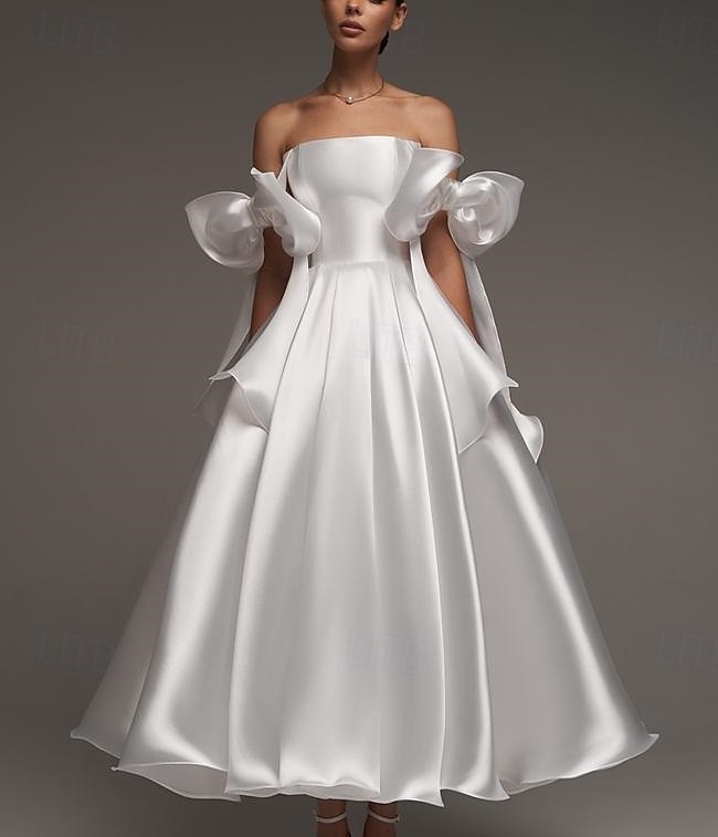 A-Linie Cocktailkleider Elegant Formale Hochzeit knöchellang ärmellos Spaghettiträger Kleid Satin mit Schleife(n) 2025 - $158.99 –P3